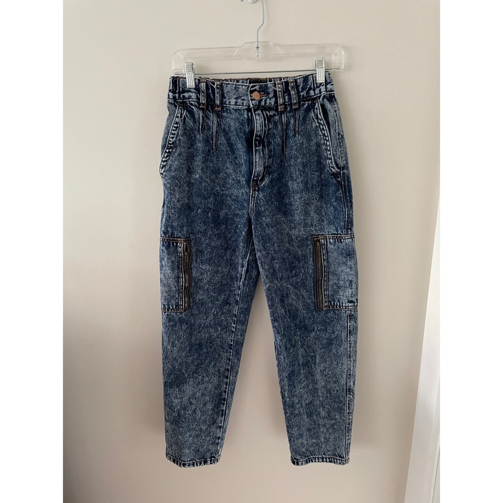 🌿 Rad UO Acid Wash Cargo Denim Elastic Jeans